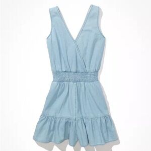 American Eagle Denim Ruffle Romper